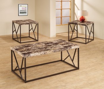 701585 3Pc Coffee Table Set by Coaster w/Marble-Like Top [CRCT-701585]