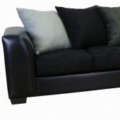 Black Fabric & Bicast Upholstery Modern Sectional Sofa