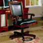 Black Vinyl Office Chair w/Carvings Accented Wood Frame