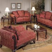 Burgundy Fabric Classic Sofa & Loveseat Set w/Optional Items