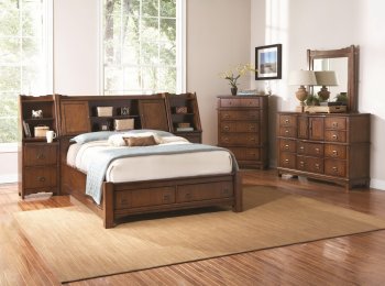 Medium Oak Finish Transitional Bedroom w/Storage Bed & Options [CRBS-201851-Grendel Wall Bed]