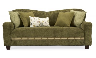 Green Fabric Casual Contemporary Living Room Sofa w/Wooden Legs