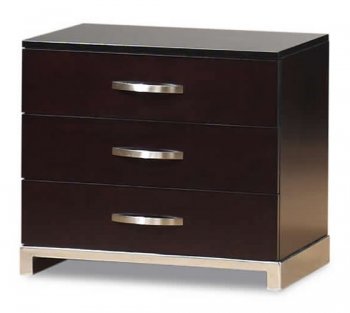 Dark Cappuccino Finish Three-Drawer Nightstand With Metal Legs [LSNS-350]