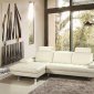 White Full Italian Leather Modern Sectional Sofa w/Ottoman