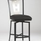 Black Modern Set of 2 Swivel Barstools w/Nickel Plated Back