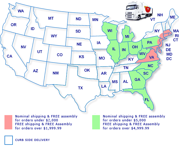 Furniture shipping map