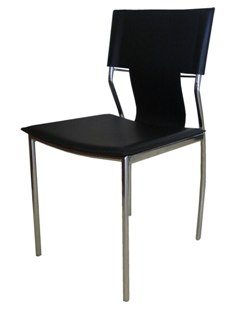 Set of 4 Black Leatherette Modern Dining Chairs