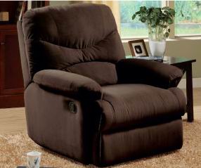 Chocolate Plush Microfiber Comfortable Modern Recliner